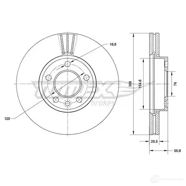 Тормозной диск TOMEX BRAKES tx7104 1437836984 7E TU4