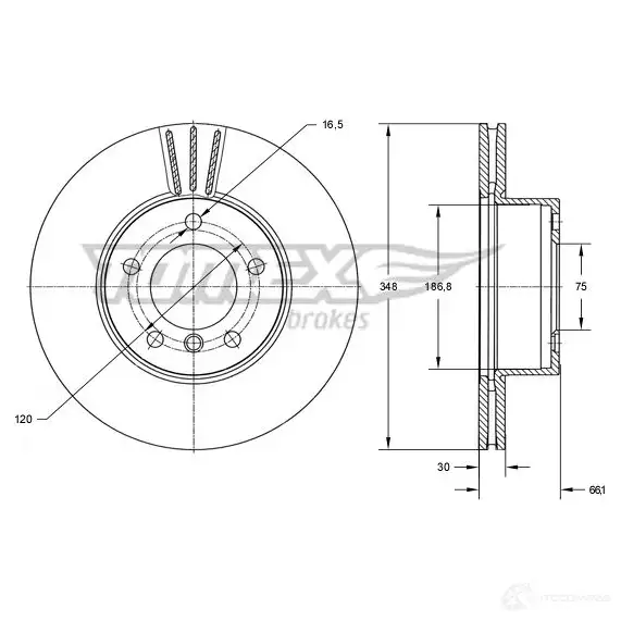 Тормозной диск TOMEX BRAKES 1437836997 2795 SV tx7398 изображение 0