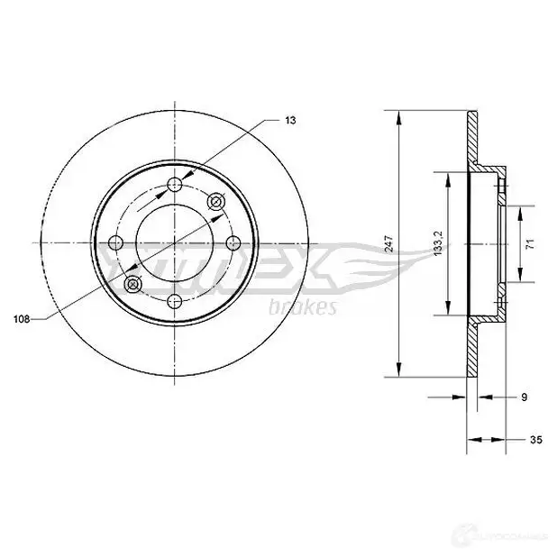 Тормозной диск TOMEX BRAKES K1ZRK MX tx7058 1437836545