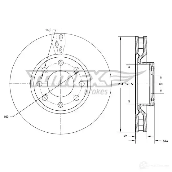 Тормозной диск TOMEX BRAKES tx7376 C 2BMW 1437836781