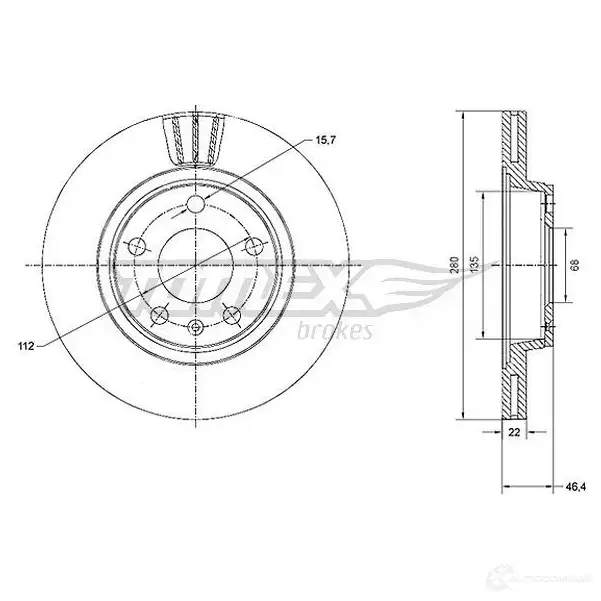 Тормозной диск TOMEX BRAKES 1437836819 tx7021 VNYU J