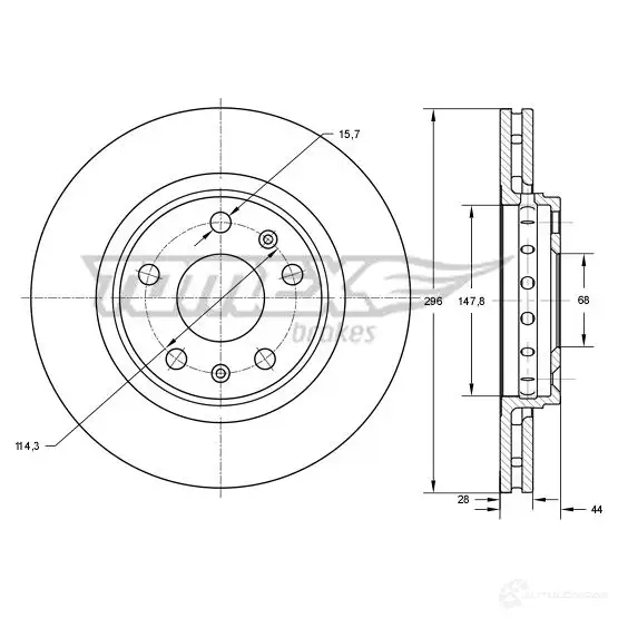Тормозной диск TOMEX BRAKES N EQGOA tx7345 1437836989
