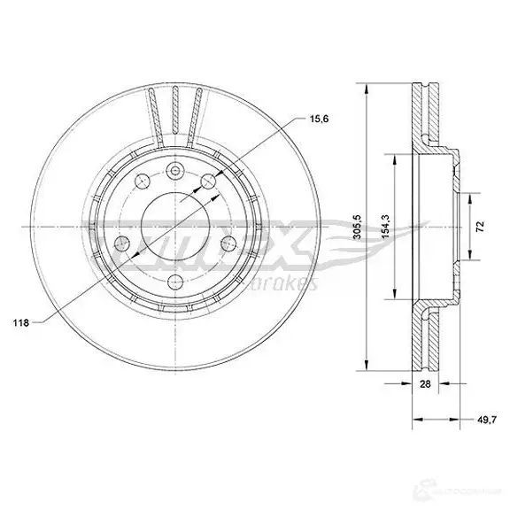 Тормозной диск TOMEX BRAKES 1437748366 tx7027 MMW ULNZ