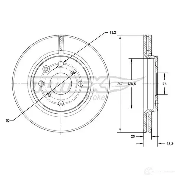 Тормозной диск TOMEX BRAKES tx7155 0R22G O1 1437838410