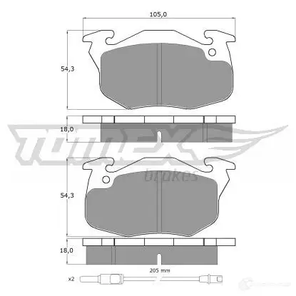 Тормозные колодки, комплект TOMEX BRAKES 1424311653 tx1034 20905 10 -34 изображение 3