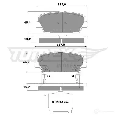 Тормозные колодки, комплект TOMEX BRAKES 25520 tx1745 17- 45 1425025524 - Изображение 1