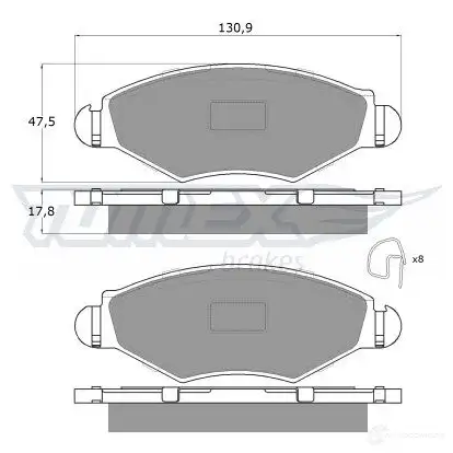 Тормозные колодки, комплект TOMEX BRAKES 13-4 3 1424312021 23597 tx1343 - Изображение 1
