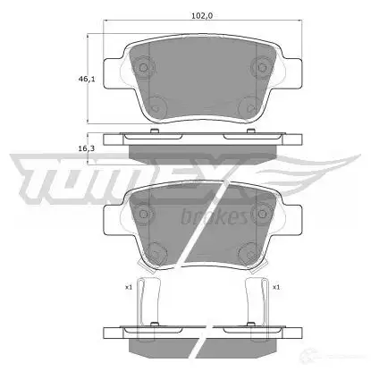 Тормозные колодки, комплект TOMEX BRAKES 23620 13-6 2 1424312040 tx1362 изображение 0