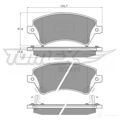 Тормозные колодки, комплект TOMEX BRAKES tx1374 1424312052 23766 13- 74 - Изображение 1