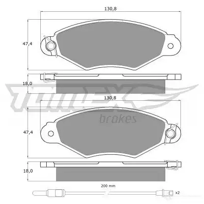 Тормозные колодки, комплект TOMEX BRAKES 1424311849 tx11751 21980 1 1-751 изображение 0