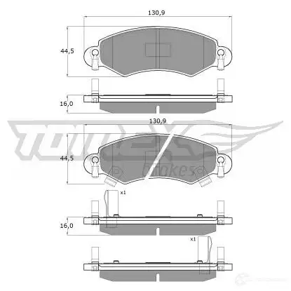Тормозные колодки, комплект TOMEX BRAKES 1424311973 tx1296 1 2-96 23253 - Изображение 1