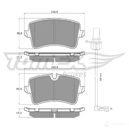 Тормозные колодки, комплект TOMEX BRAKES 1425025459 tx1681 16-8 1 24606 изображение 0