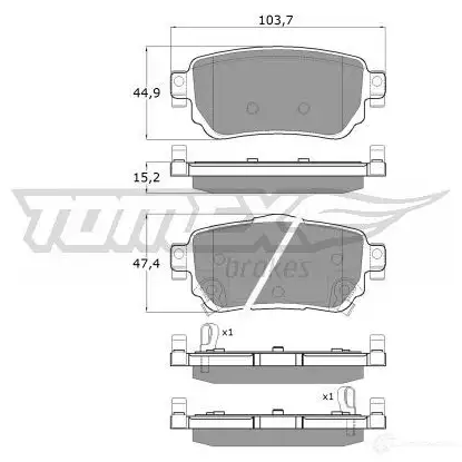 Тормозные колодки, комплект TOMEX BRAKES 18-2 7 1425025607 tx1827 25965 - Изображение 1