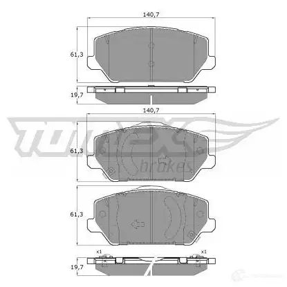 Тормозные колодки, комплект TOMEX BRAKES K K3P8 tx1960 1437839753 - Изображение 1