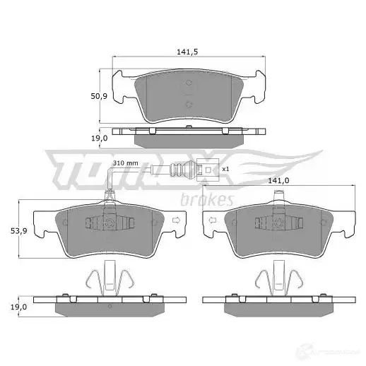 Тормозные колодки, комплект TOMEX BRAKES 24367 16 -14 tx1614 1425025400 - Изображение 1