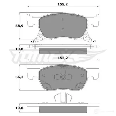 Тормозные колодки, комплект TOMEX BRAKES 1 7-86 tx1786 1425025565 22342 - Изображение 1