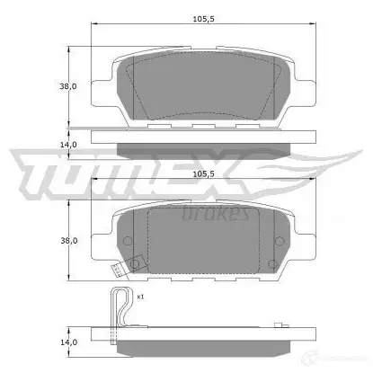 Тормозные колодки, комплект TOMEX BRAKES 24871 tx1421 1425025242 14-2 1 изображение 0