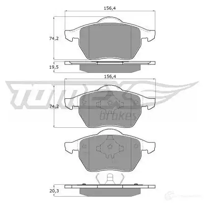 Тормозные колодки, комплект TOMEX BRAKES 16- 54 tx1654 1425025432 20676 - Изображение 1