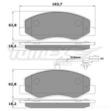 Тормозные колодки, комплект TOMEX BRAKES 1425025427 tx1649 25172 1 6-49 изображение 0