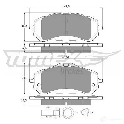 Тормозные колодки, комплект TOMEX BRAKES tx1838 CR1 V4R 1437749403 - Изображение 1