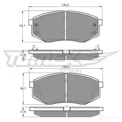 Тормозные колодки, комплект TOMEX BRAKES 1425025487 17 -08 tx1708 25187 - Изображение 1