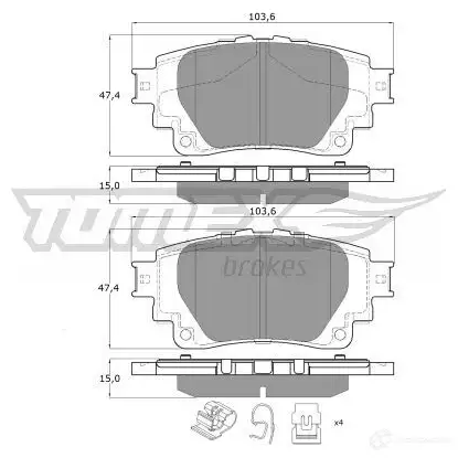 Тормозные колодки, комплект TOMEX BRAKES 1437966644 Q6 CT0 tx1981