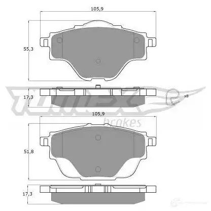 Тормозные колодки, комплект TOMEX BRAKES L5A2T U tx1837 1437749668 изображение 0