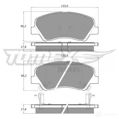 Тормозные колодки, комплект TOMEX BRAKES 1425025564 tx1785 25348 17- 85 изображение 0