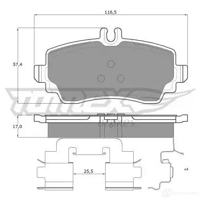 Тормозные колодки, комплект TOMEX BRAKES tx1276 1424311953 12- 76 23070 - Изображение 1