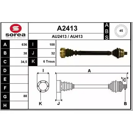 Приводной вал SNRA A2413 AU413 1194328946 AU241 3 изображение 0