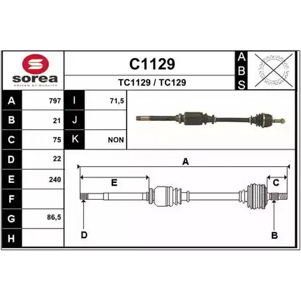 Приводной вал SNRA TC1 129 C1129 1194329291 TC129 изображение 0