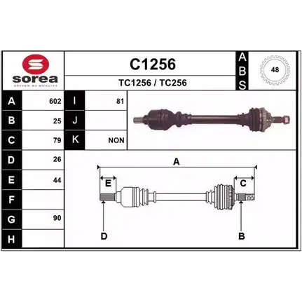 Приводной вал SNRA TC 1256 C1256 TC256 1194329421 изображение 0