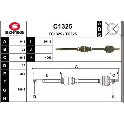 Приводной вал SNRA TC325 1194329471 TC1 325 C1325 изображение 0