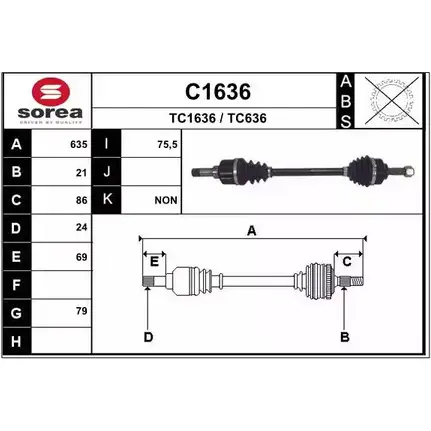 Приводной вал SNRA C1636 T C1636 TC636 1194329663 изображение 0