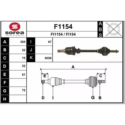 Приводной вал SNRA F1154 1194329942 FI154 FI1 154 изображение 0