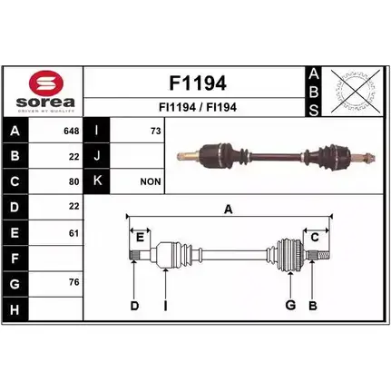 Приводной вал SNRA F1194 FI194 FI1 194 1194330006 изображение 0