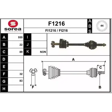 Приводной вал SNRA F1216 1194330044 F I1216 FI216 изображение 0