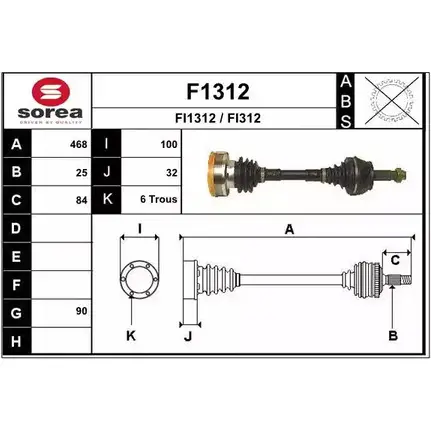 Приводной вал SNRA F1312 F I1312 1194330108 FI312 изображение 0