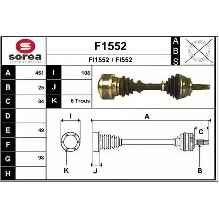 Приводной вал SNRA FI552 F1552 F I1552 1194330230 изображение 0