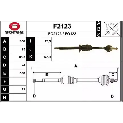 Приводной вал SNRA F2123 1194330280 FO2123 FO1 23