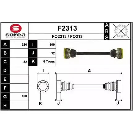 Приводной вал SNRA FO313 F2313 1194330434 FO23 13 изображение 0