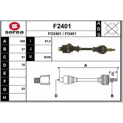 Приводной вал SNRA F2401 FO240 1 1194330454 FO401 изображение 0