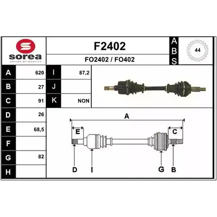 Приводной вал SNRA 1194330456 FO402 F2402 FO 2402 изображение 0