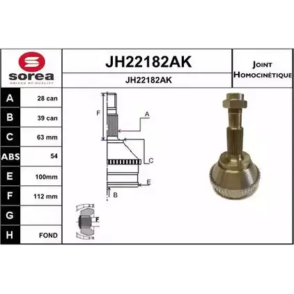 Шрус граната SNRA 2GD6O JH22182AK 1194331073 JH22 182AK изображение 0
