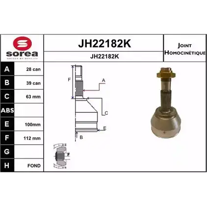 Шрус граната SNRA 1194331074 J H22182K JH22182K 6TKOCF изображение 0