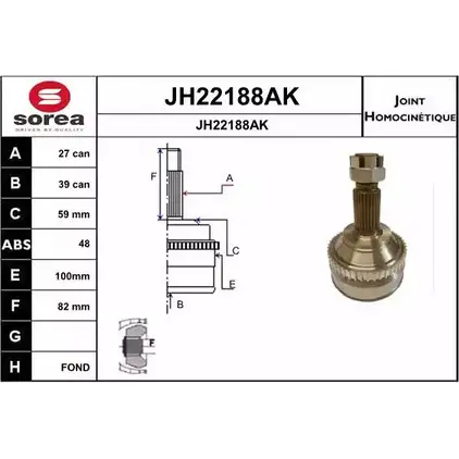 Шрус граната SNRA 1194331085 D9VCTV JH22188AK JH221 88AK изображение 0