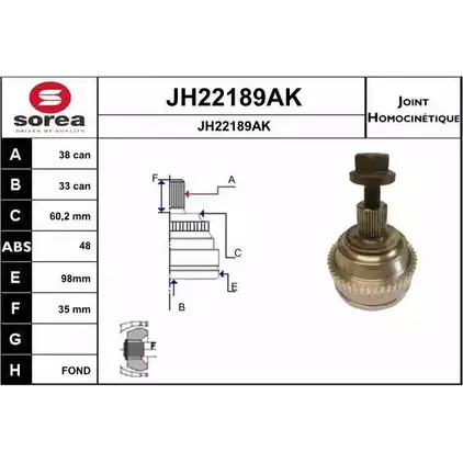Шрус граната SNRA JH221 89AK X4DE8 JH22189AK 1194331087