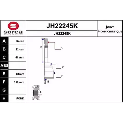 Шрус граната SNRA SDK9M5 JH2 2245K 1194331169 JH22245K
