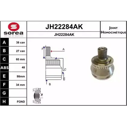 Шрус граната SNRA JH22284 AK Y3QOO 1194331219 JH22284AK