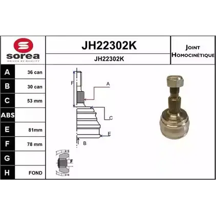 Шрус граната SNRA JH22302K 279XTW 1194331245 JH22 302K изображение 0